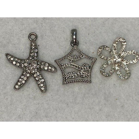 Lot of 3 Silver Tone Rhinestone Pendant Sophia - Picture 5 of 11